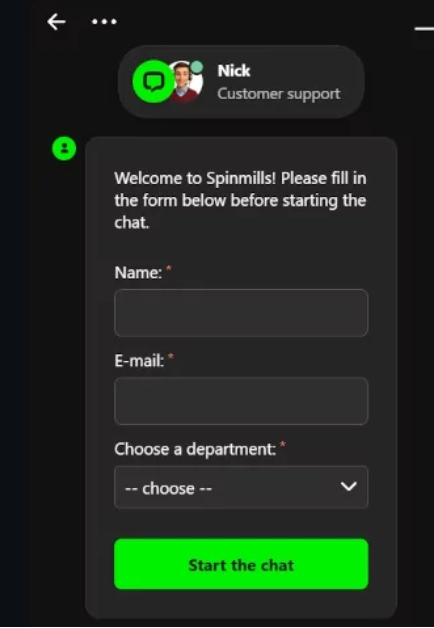 spinmills casino chat